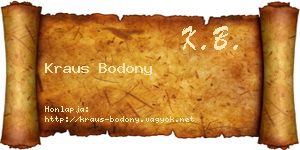Kraus Bodony névjegykártya